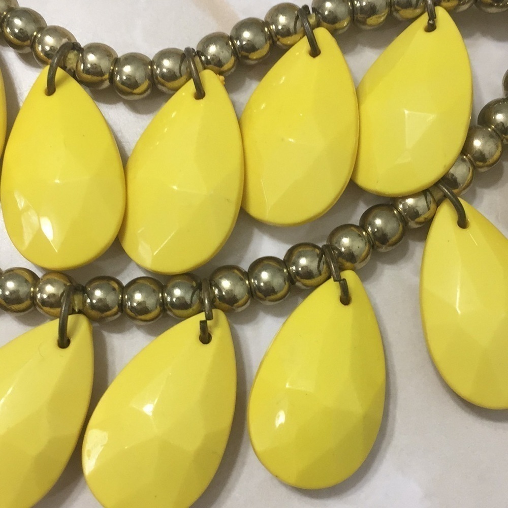 Beaded Yellow Statement Necklace - image 4